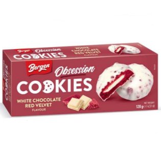 18x Bergen Cookies White Chocolate & Red Velvet 128g - Candy24 - Großhandel - B2B