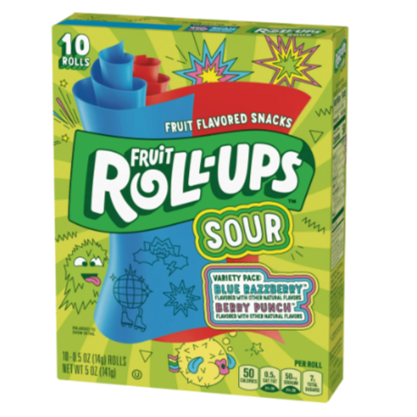 10x Fruit Roll Ups Sour 141g