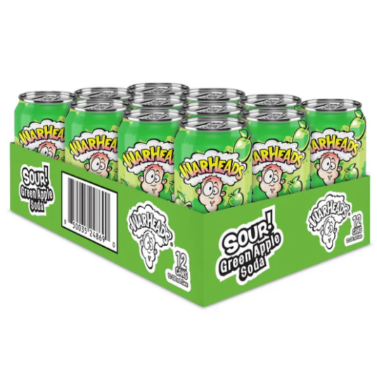 12x Warheads Green Apple Soda 355ml